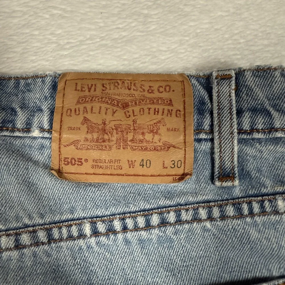 Levis 505 Jeans Mens 40x30 Blue Regular Fit Medium Wash Denim Vintage‎ 98 USA